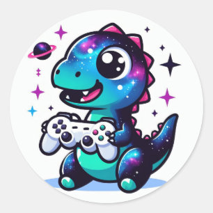 Sticker Rond Galaxy Dinosaur avec contrôleur de jeu