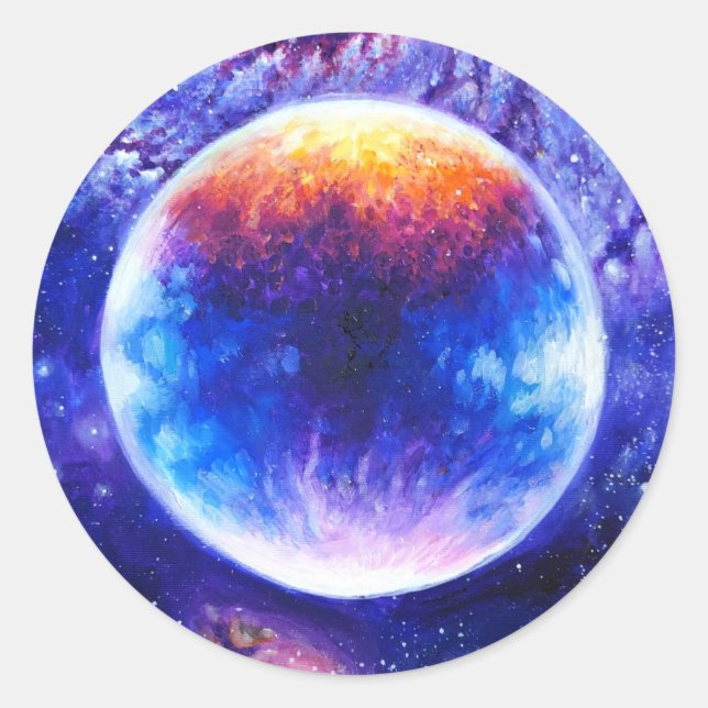 Sticker Rond Galaxy planet and nebula (Devant)