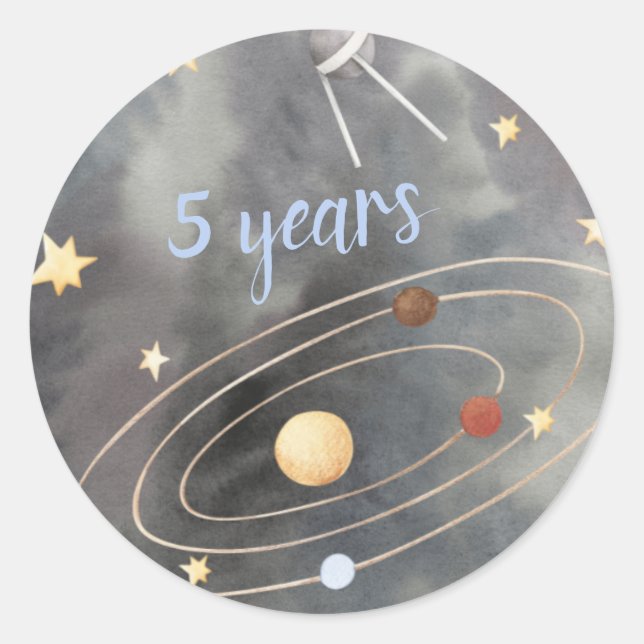 Sticker Rond Galaxy Space Ship Cupcake Topper (Devant)