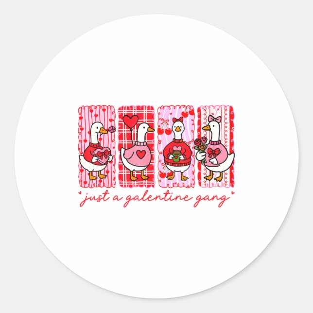 Sticker Rond Galentines Day Women Galentines Gang Goose Valenti (Devant)