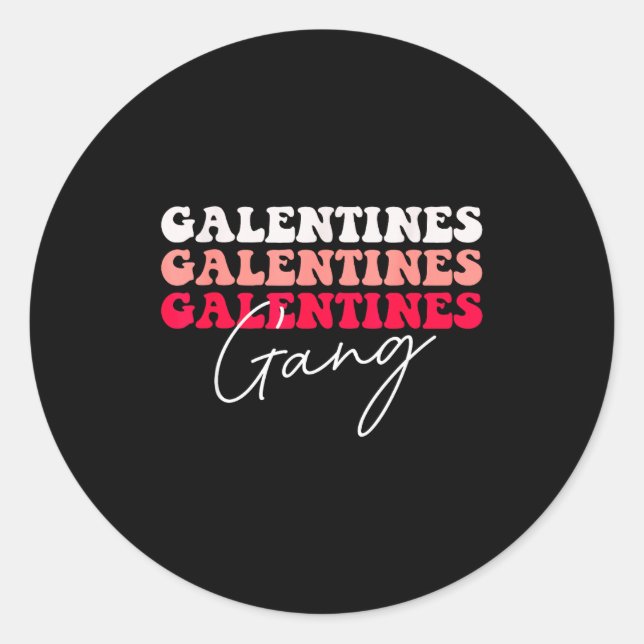 Sticker Rond Galentines Gang - Galentine's Day Gals Sisterhood  (Devant)