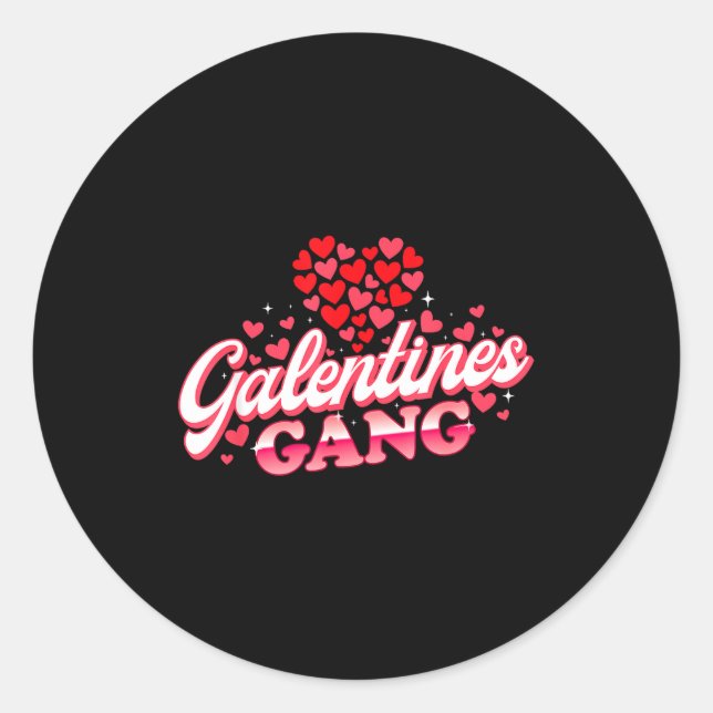 Sticker Rond Galentines Gang - Galentine's Day Gals Sisterhood  (Devant)