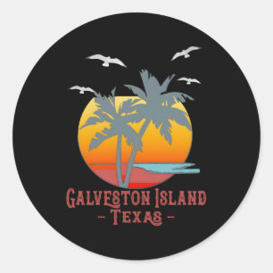 Sticker Rond Galveston Island Texas Beach