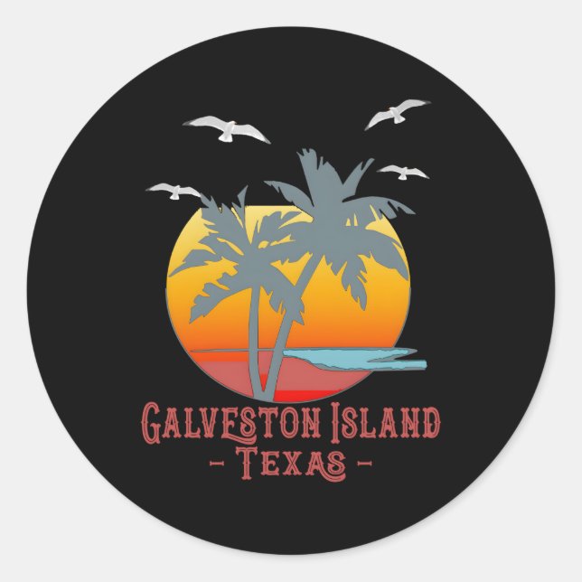 Sticker Rond Galveston Island Texas Beach (Devant)
