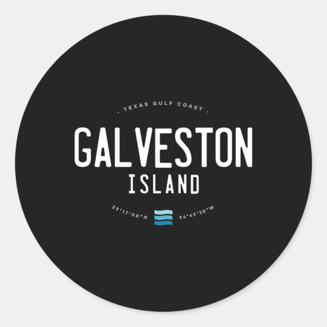 Sticker Rond Galveston Island Texas Beach Waves (Devant)