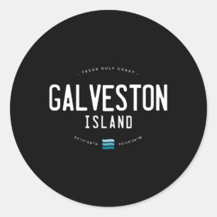 Sticker Rond Galveston Island Texas Beach Waves