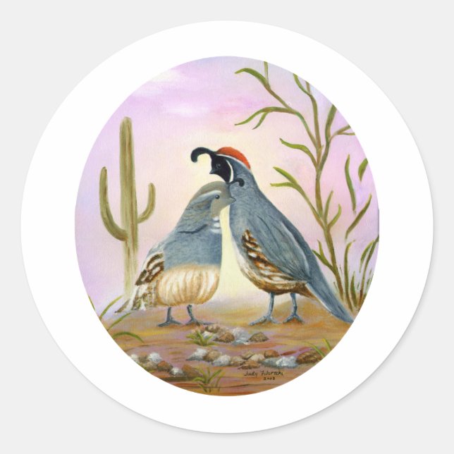 Sticker Rond Gambel Quails (Devant)