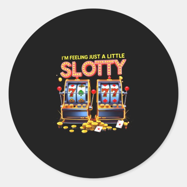 Sticker Rond Gambling Lovers Lucky Slot Machine Casino Las Vega (Devant)