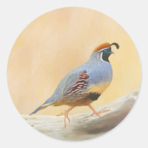 Sticker Rond Gambrel's Quail Painting Original Bird Art
