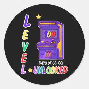 Sticker Rond Game Arcade Contrôleur Niveau 100 Jours De L'École