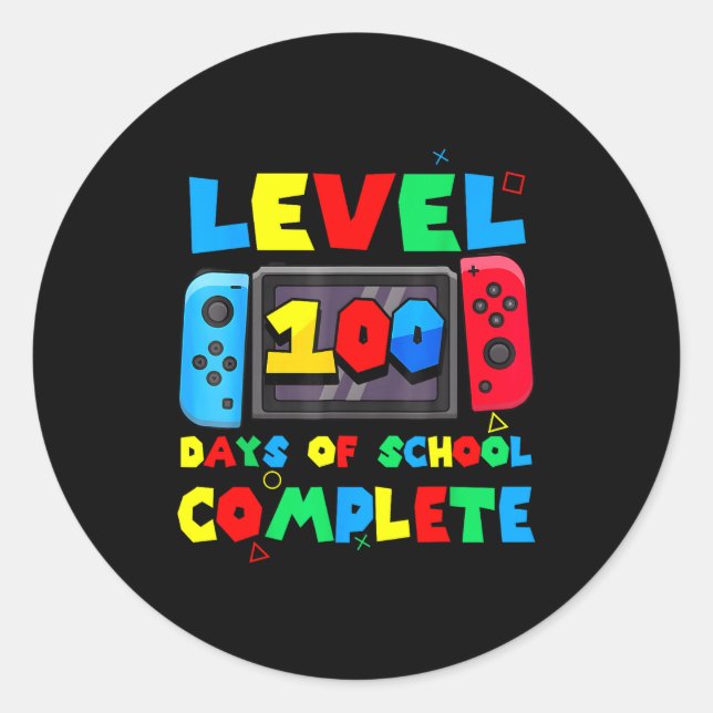 Sticker Rond Game Controller Level 100 Days Of School Complete  (Devant)