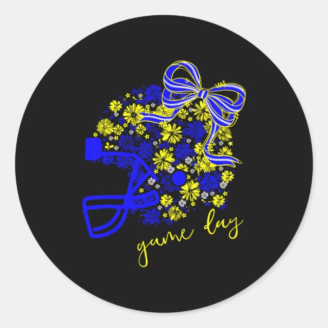 Sticker Rond Game Day Football Season Football Mama Girl Blue G (Devant)
