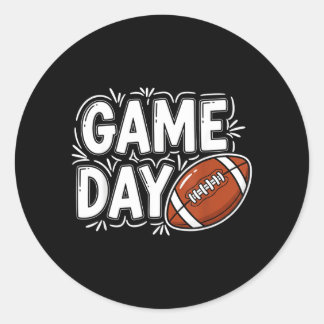 Sticker Rond Game Day Football Sports Fans Funny Youth Kids