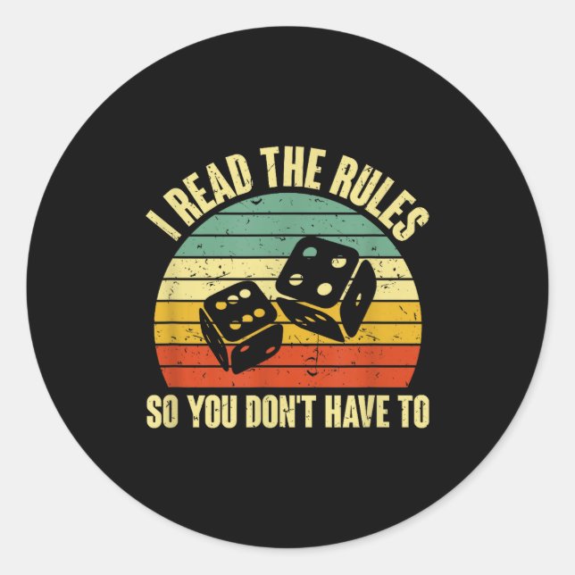 Sticker Rond Game Night Adults Funny Board Games I Read The Rul (Devant)
