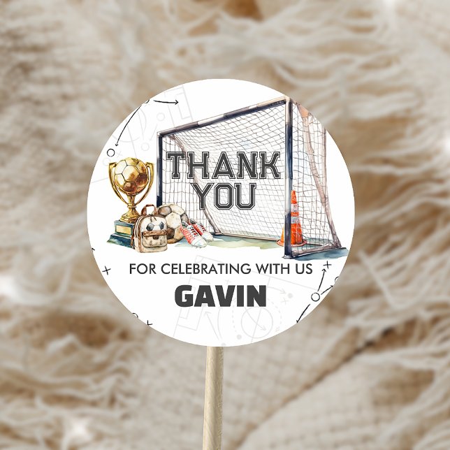 Sticker Rond Game On Soccer Boy Birthday (Créateur téléchargé)