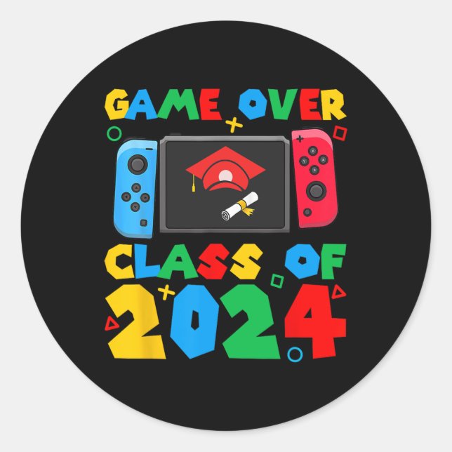 Sticker Rond Game Over Cl De Joueurs De Vidéo Étudiants Drôle D (Devant)