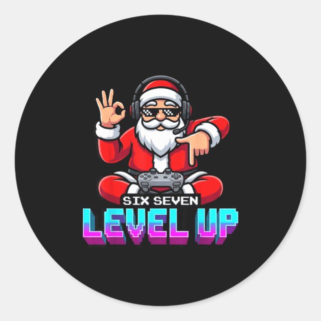 Sticker Rond Gamer Boys Santa Video Game Christmas 67  (Devant)
