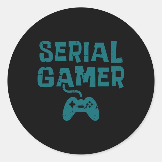 Sticker Rond Gamer Contrôleur Fun Jeu Vidéo Jeu Lover Garçons (Devant)