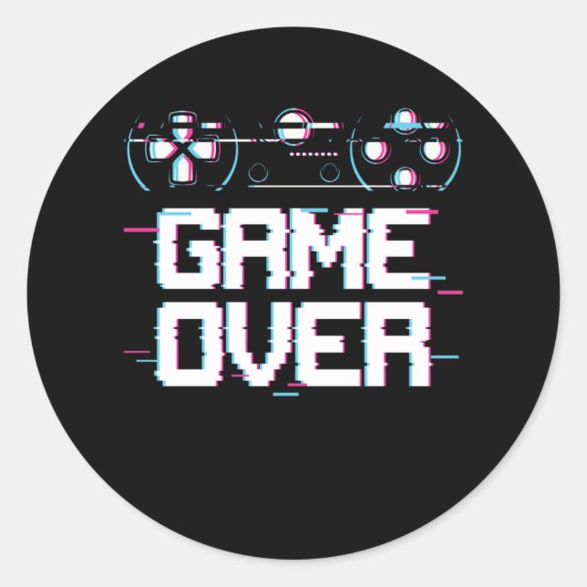 Sticker Rond Gamer de contrôleur Vaporwave de jeu esthétique (Devant)