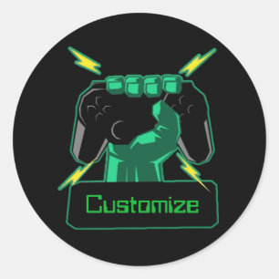 Sticker Rond Gamer de puissance personnalisé