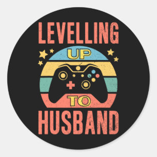 Sticker Rond Gamer Fiançailles Groom Fiance Mariage Levelup