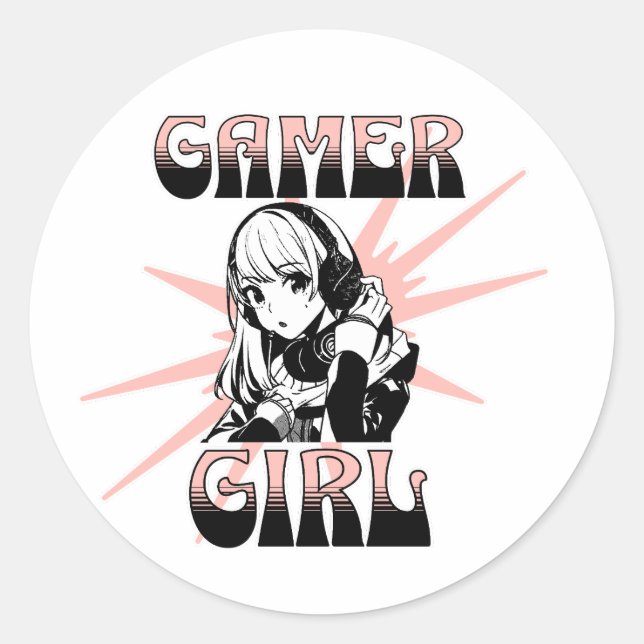 Sticker Rond Gamer fille | Jeux (Devant)
