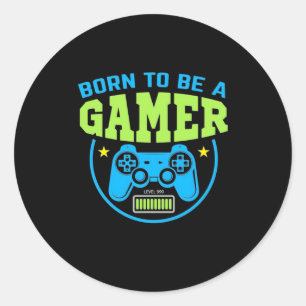 Sticker Rond Gamer Gift   Né Pour Être Un Joueur
