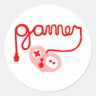Sticker Rond Gamer Heart