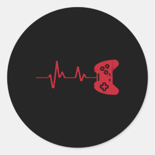 Sticker Rond Gamer Heartbeat contrôleur de jeu Jeux Garçons Enf