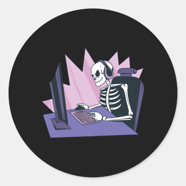 STICKER ROND GAMER SKELETON (Devant)
