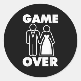 Sticker Rond Gamer sur mariée Groom Drôle Mariage