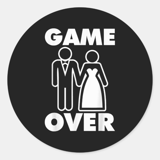 Sticker Rond Gamer sur mariée Groom Drôle Mariage (Devant)