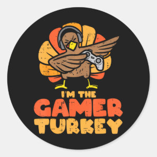 Sticker Rond Gamer Turquie Jeux Vidéo Jeu Jouer garçons Thanksg