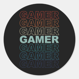 Sticker Rond Gamer Vintage Retro Jeux Vidéo Jeux Vidéo Jeu Vide