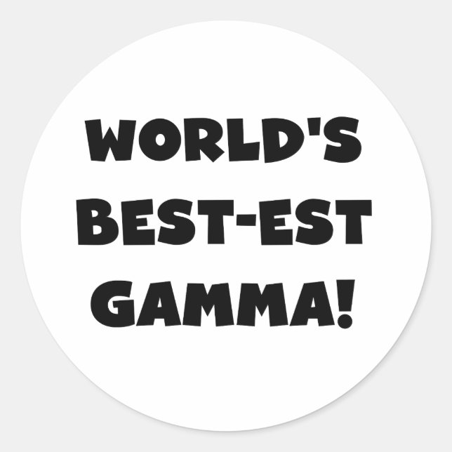 Sticker Rond Gamma du Meilleur-est du monde noir et blanc (Devant)