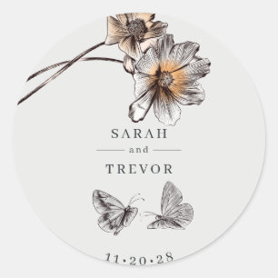 Sticker Rond Gamme Minimale de pavots en terre cuite