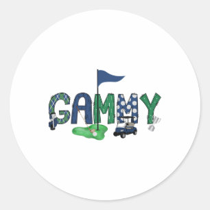 Sticker Rond Gammy De L'Anniversaire Garçon Trou Dans Un Golf S