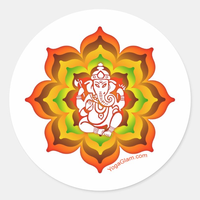 Sticker Rond Ganesh à Lotus (Devant)