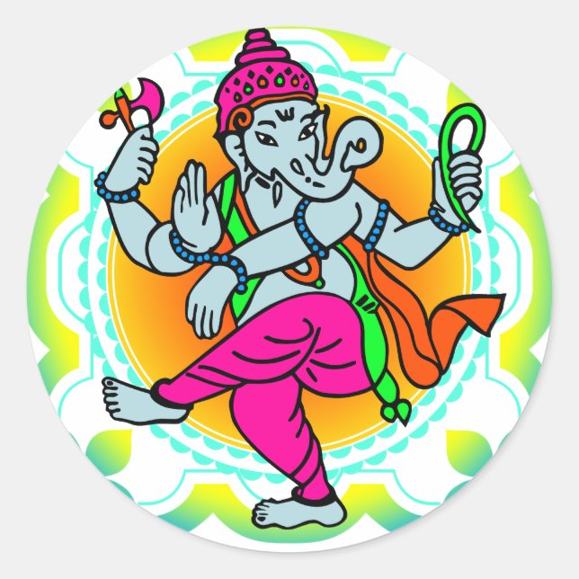 Sticker Rond Ganesh dans Rainbow coloré design (Devant)