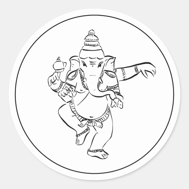 Sticker Rond Ganesh festif dansant | Dieu indien  (Devant)