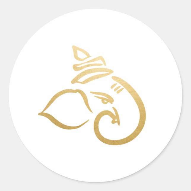 Sticker Rond Ganesh festif | Dieu indien | Faux or  (Devant)