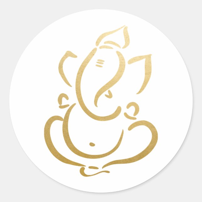 Sticker Rond Ganesh | Ganapati | Dieu indien | Or Faux (Devant)
