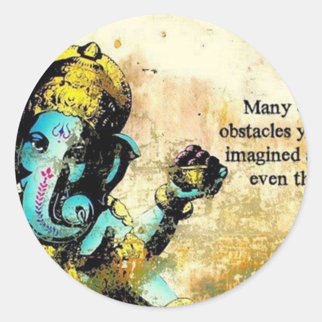 Sticker Rond Ganesh Ganesha Hindu India Asian Elephant Deity (Devant)