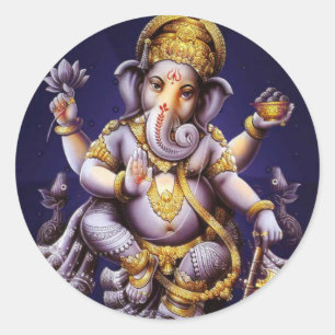 Sticker Rond Ganesh Ganesha Hindu India Asian Elephant Deity
