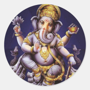 Sticker Rond Ganesh Ganesha Hindu India Asian Elephant Deity