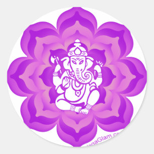 Sticker Rond Ganesh violet design