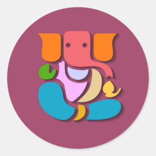 Sticker Rond Ganesha coloré