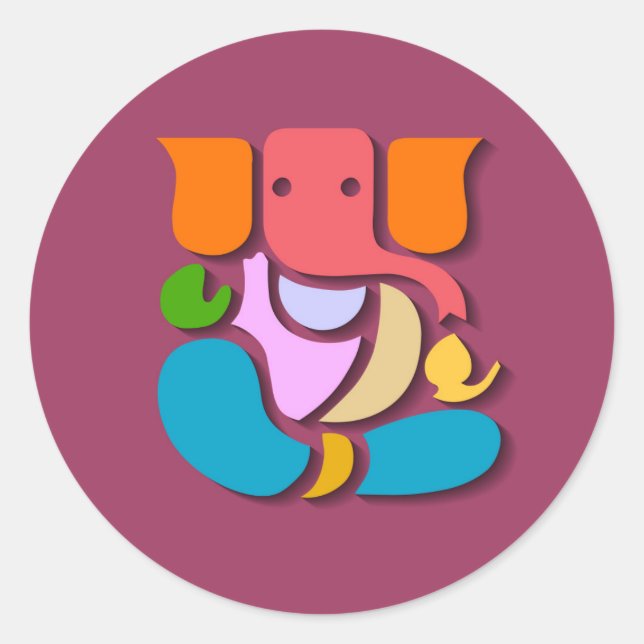 Sticker Rond Ganesha coloré (Devant)