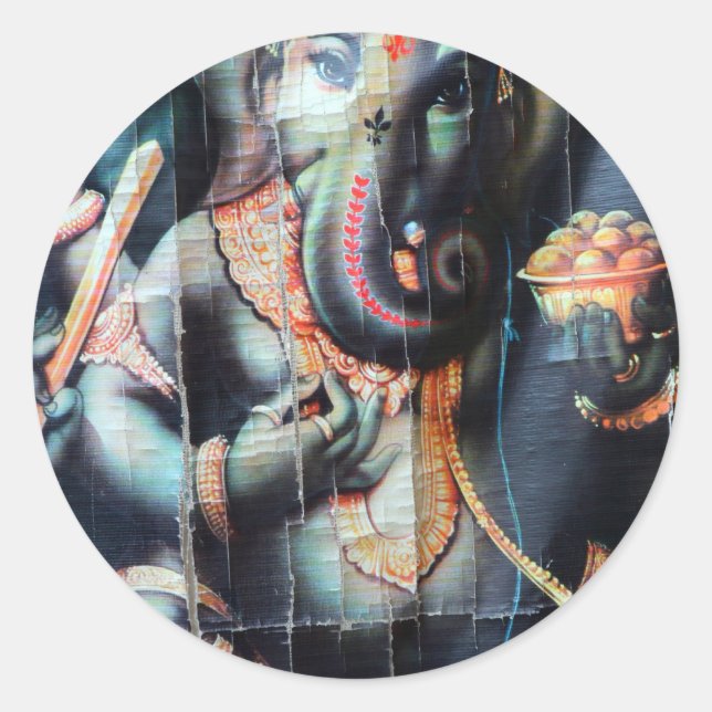 Sticker Rond Ganesha éléphant Hindou Succès Dieu (Devant)
