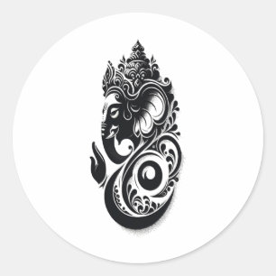 Sticker Rond Ganesha, Ganesh hindou spirituel Dieu indien de yo